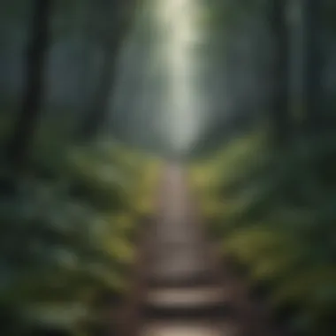 Journey Through the Forest of Fulfillment A path through a dense forest symbolizing the journey towards fulfillment