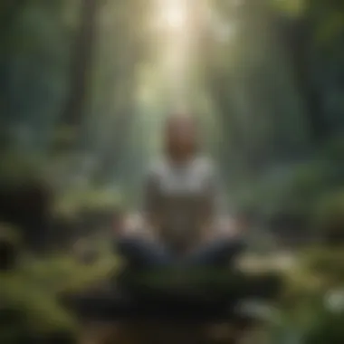 Mindful Meditation in Nature A figure meditating in nature, illustrating mindfulness practices