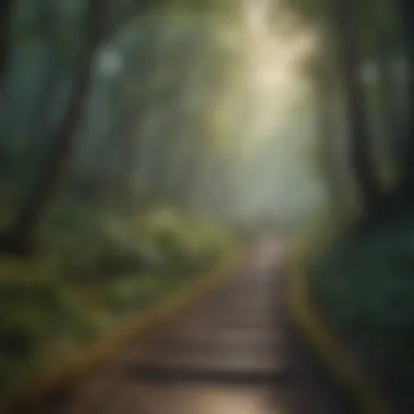 Journey of Self-Discovery A winding path through a forest, illustrating the journey of self-discovery and exploration.