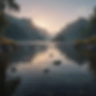 Introspection and Reflection A serene landscape representing introspection and reflection