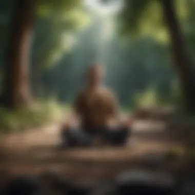 An individual meditating in a peaceful setting