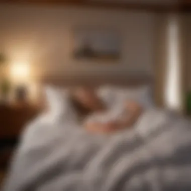 Creating a Relaxing Sleep Environment for Swift Slumber Serene individual in a sleep environment with dim lighting and calming decor