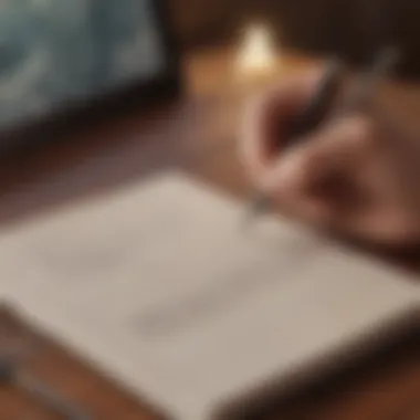 A close-up of a mindfulness journal with a pen