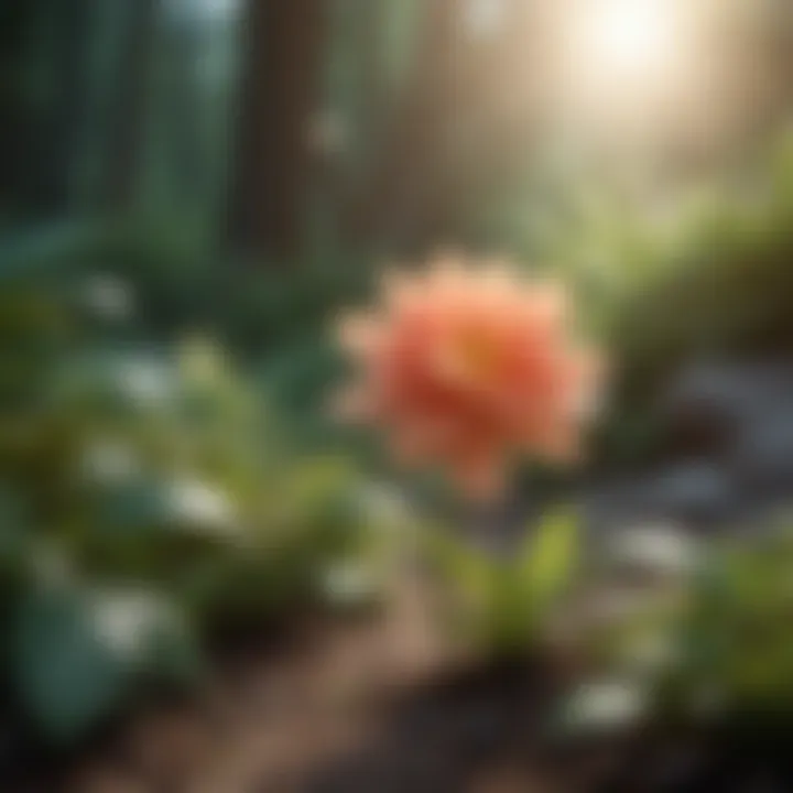 A blooming flower in a tranquil setting, representing resilience and growth
