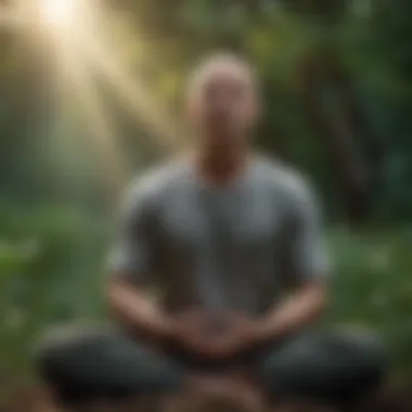 A person meditating in nature, representing mindfulness