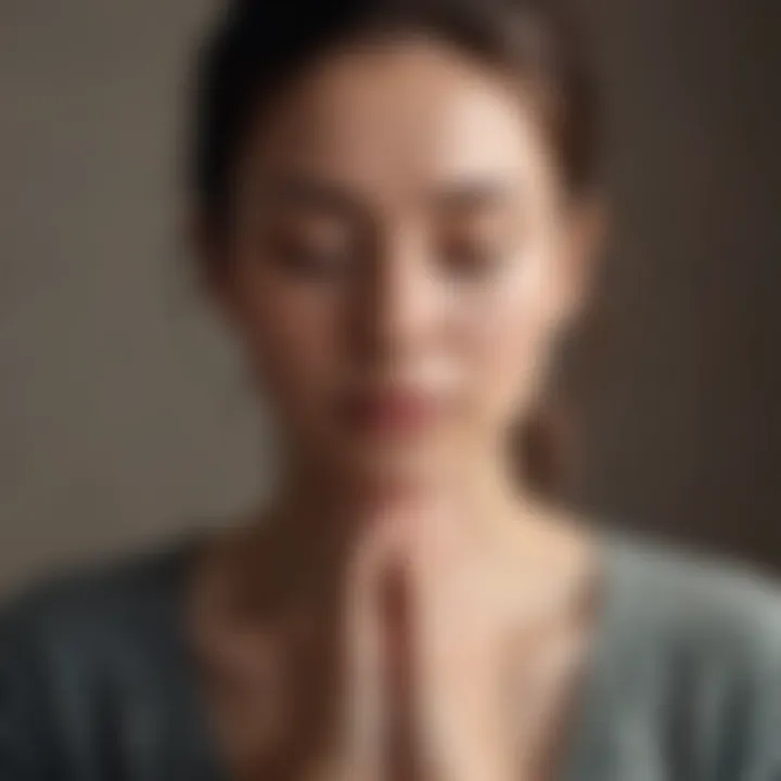 Close-up of a person in meditation with focused expression