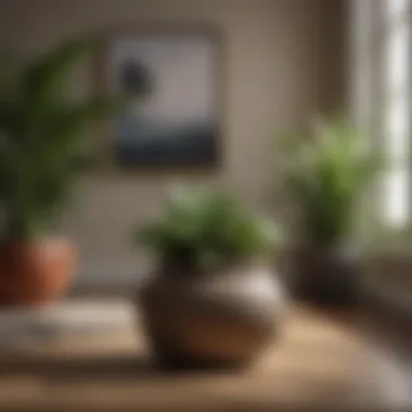 Calming Decor and Plants An arrangement of calming decor and plants enhancing the meditation environment.