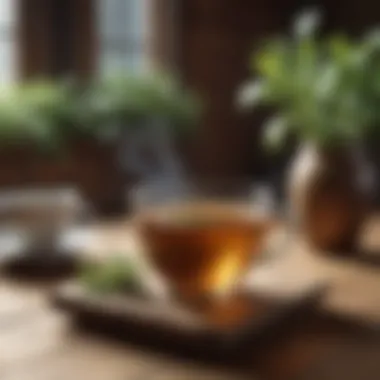 Savor the Moment with Herbal Tea An inviting cup of herbal tea on a wooden table