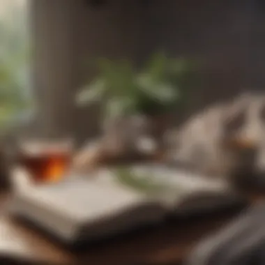 Creating a Relaxing Sleep Ritual A cozy atmosphere with a cup of herbal tea and a journal for sleep logs