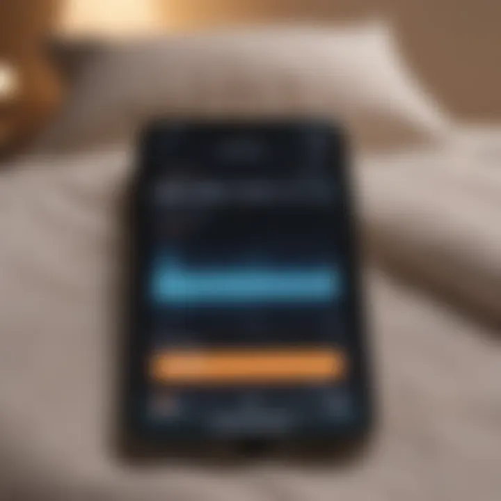 A close-up of a smartphone displaying a sleep tracking app interface