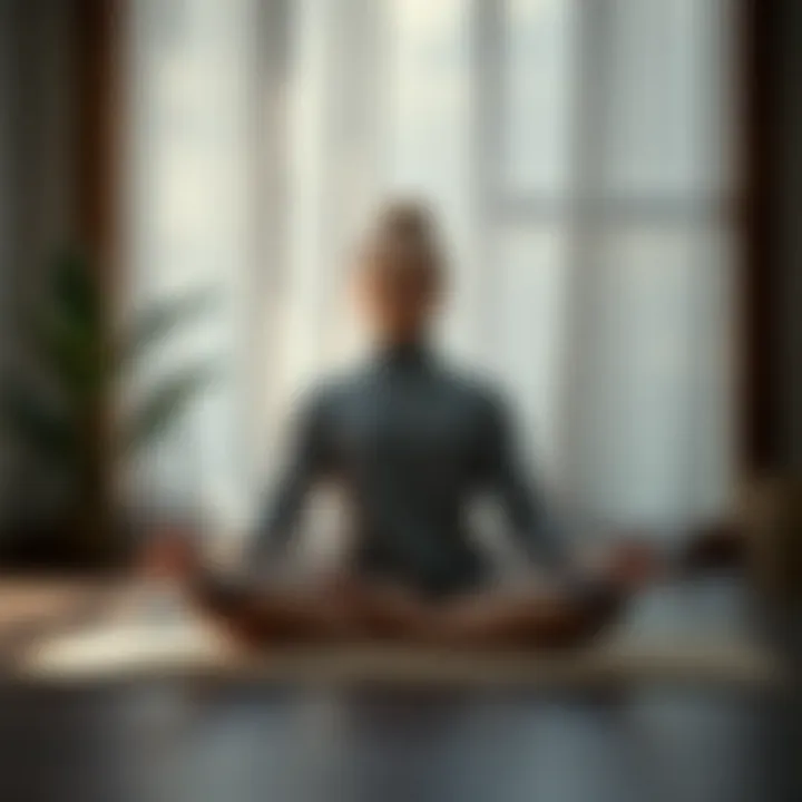 A person meditating in a serene environment