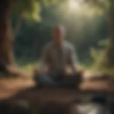 A person meditating in a peaceful setting