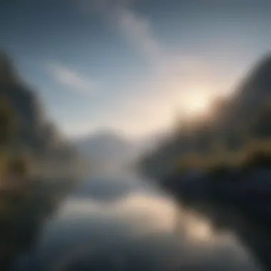 Tranquil nature scene with a serene lake and mountains