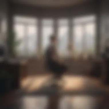 Mindfulness in the Workplace An individual practicing mindfulness in a serene office environment