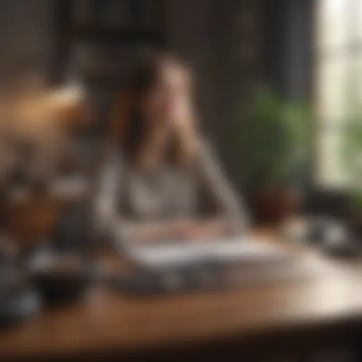 A person practicing mindfulness meditation at their desk.