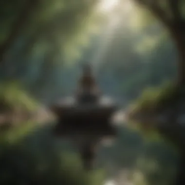 Mindfulness in Serenity Illustration of mindfulness practice in a serene environment