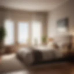 A tranquil bedroom environment with soft lighting and calming decor, promoting relaxation.