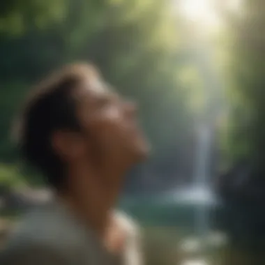 Deep Breathing Techniques for Calmness A person practicing deep breathing in a tranquil setting