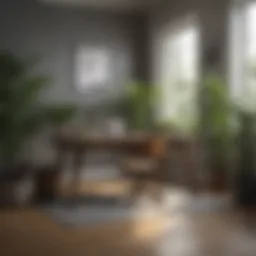 A serene workspace with plants