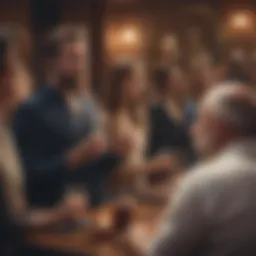 A vibrant networking event filled with engaged individuals exchanging ideas.