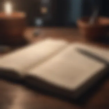 Journaling for Clarity An open journal with a pen, symbolizing thought management.