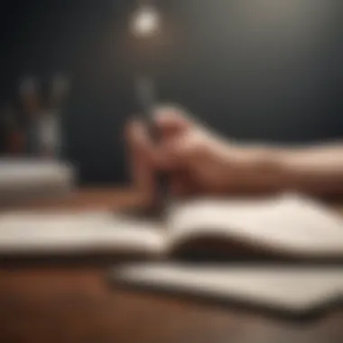 Journaling for Growth: The Power of Self-Reflection A reflective journal with a pen, signifying self-examination.