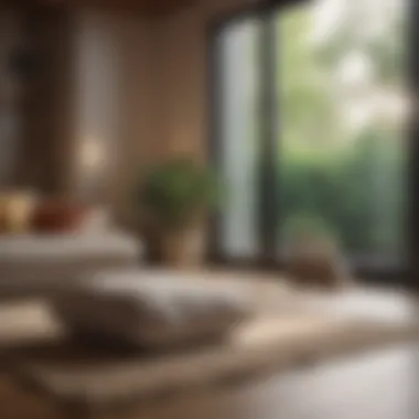 Creating a Peaceful Environment A serene meditation space with soft lighting and cushions.