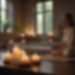 Mindfulness meditation setting with candles and serene ambiance