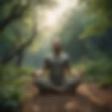 Embracing Mindfulness in Nature A person meditating in nature, embodying mindfulness and peace.