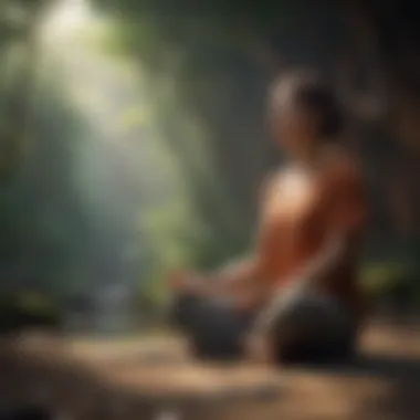 A person meditating in a peaceful environment