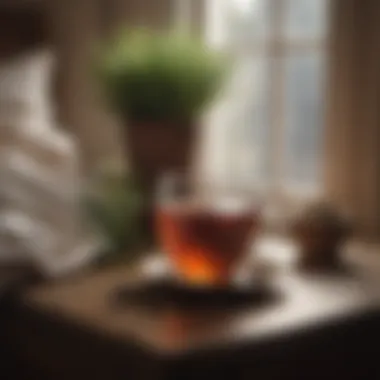 An inviting cup of herbal tea on a bedside table