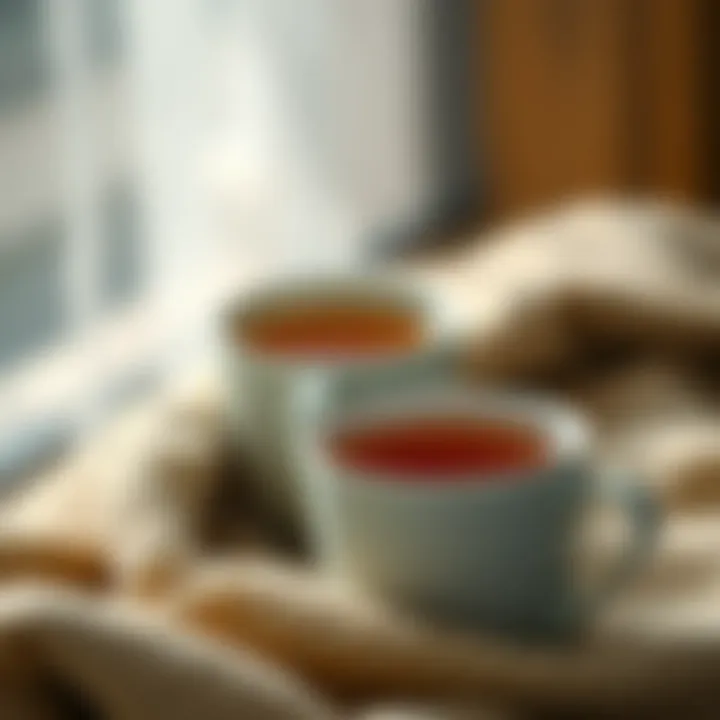 Close-up of two cups of tea, symbolizing comfort