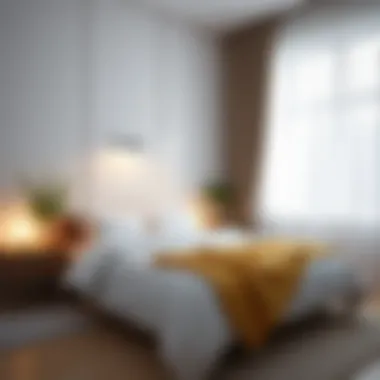 A serene bedroom setting with soft lighting