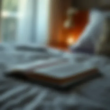 A journal and a pen on a bedside table