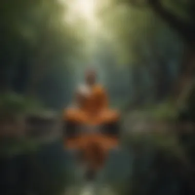 Artistic interpretation of mindfulness and meditation in a serene setting