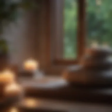 Meditation Serenity A serene space with meditation elements, such as candles and soft cushions