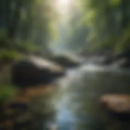 A tranquil scene of nature with soft flowing water and gentle light