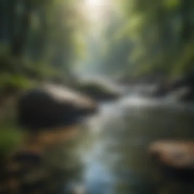 Tranquility in Nature A tranquil scene of nature with soft flowing water and gentle light