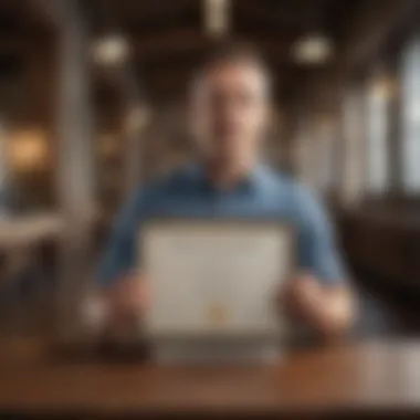Showcasing Employee Recognition with Certificates Elegant certificate presentation in a corporate setting