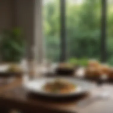 The Mindful Dining Experience A serene table setting prepared for a mindful meal, emphasizing the importance of environment in enhancing the dining experience.