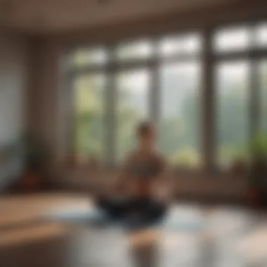 Serenity in Post-Workout Recovery A serene post-workout environment with a yoga mat and calming elements