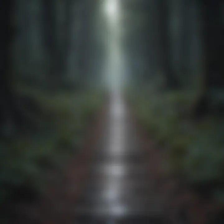 A path leading through a dark forest, symbolizing the journey through depression