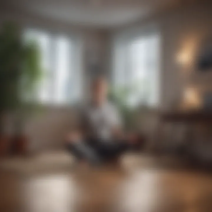 A person practicing mindfulness in a quiet corner of the office