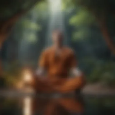 An individual meditating in a tranquil environment