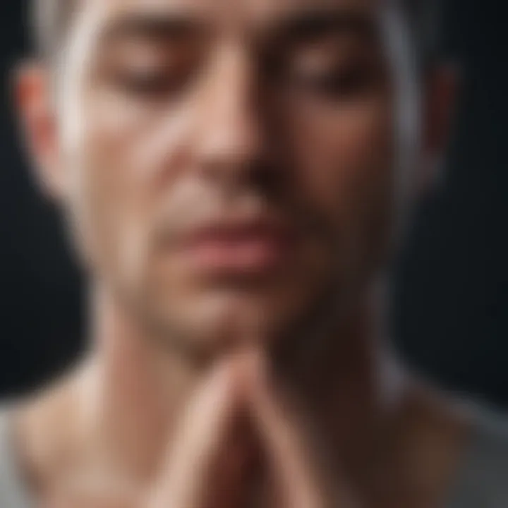 Close-up of a person meditating with focused breathing