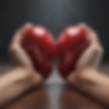 Emotional Support and Healthy Connection Two intertwined hearts, symbolizing a healthy connection and emotional support.