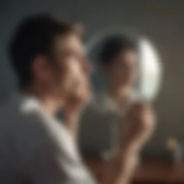 Contemplating Self-Worth A person reflecting in a mirror, contemplating self-worth