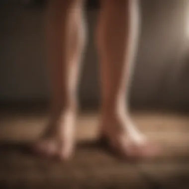 A close-up view of feet in a cross-legged position during meditation