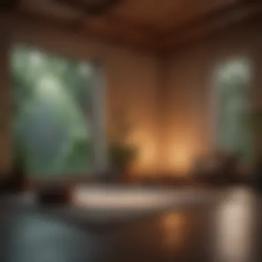 Calm Meditation Space A tranquil meditation space with soothing ambient lighting