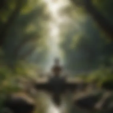 Nature and Meditation Harmony A person immersed in meditation, surrounded by nature and harmonic sounds
